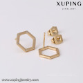 94203 hexágono forma design simples jóias artificiais de ouro diamante brinco